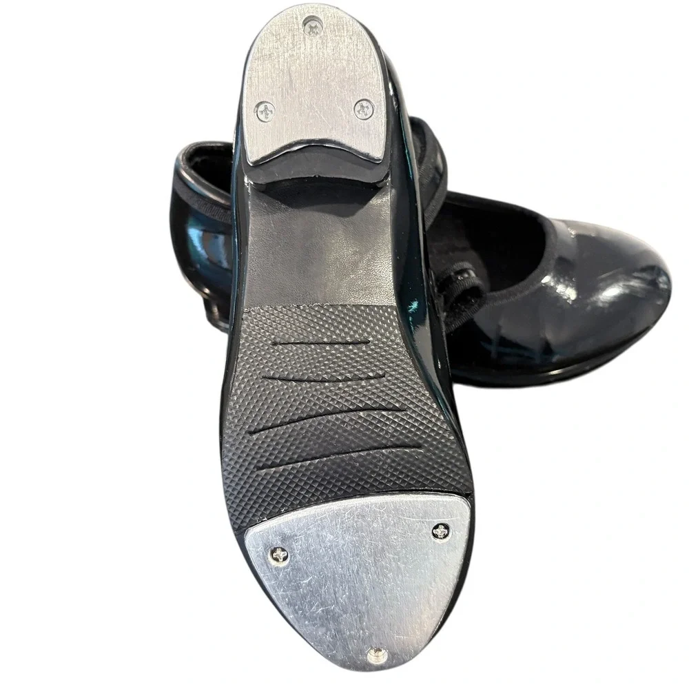 Tap Shoes Girls 1A Black Patent Leather Adjustable Strap‎ Hook and Loop Closure
